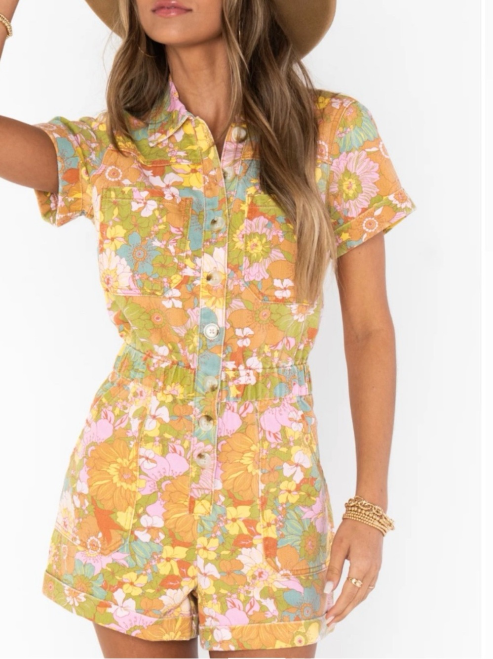 Show Me Your Mumu x Revolve Cannon Romper Groovy Blooms L